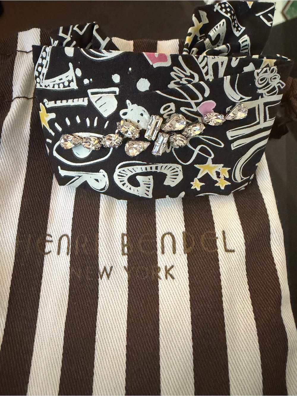 NWT Henri Bendel Graffiti Scarf Rhinestone Bracelet
